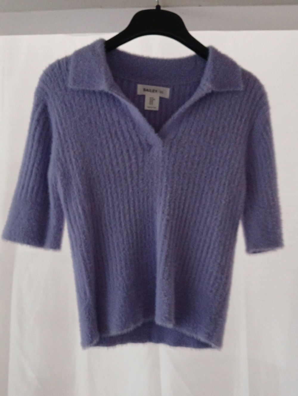 Bailey 44 Lilac Fuzzy Short-Sleeve V-Neck Sweater